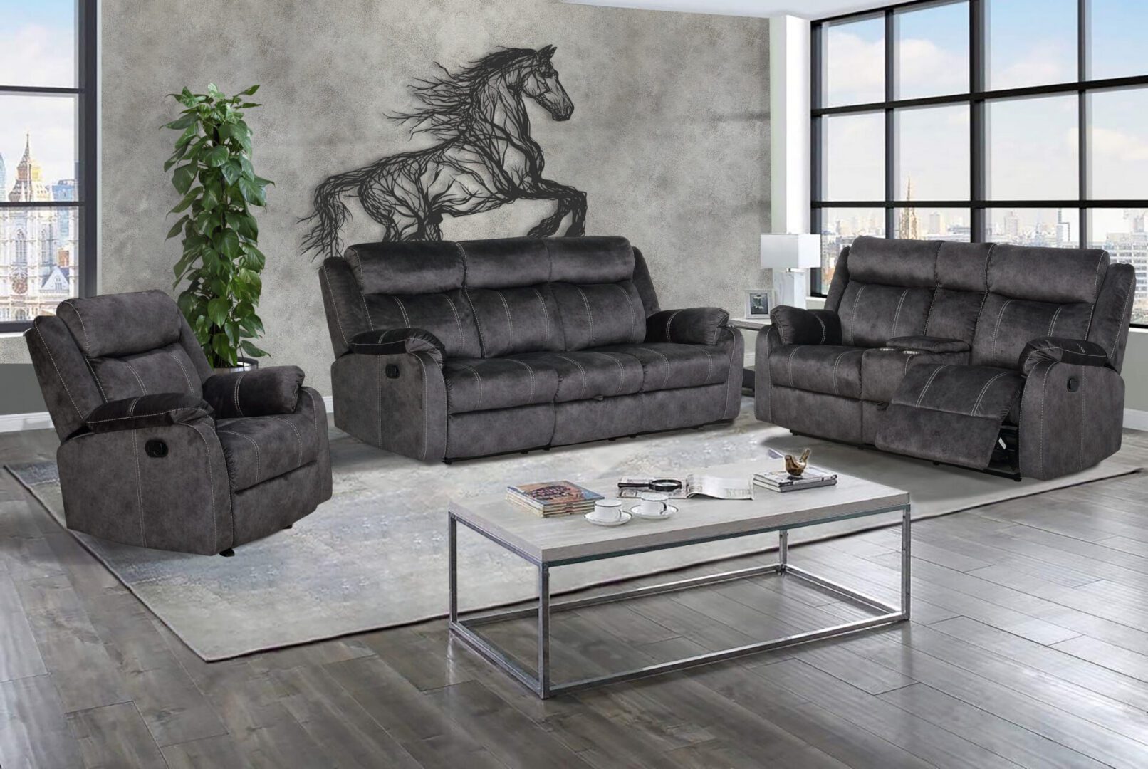 2-PC Reclining Sofa Set